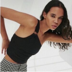 Zara Black One Shoulder Crop Top NWT